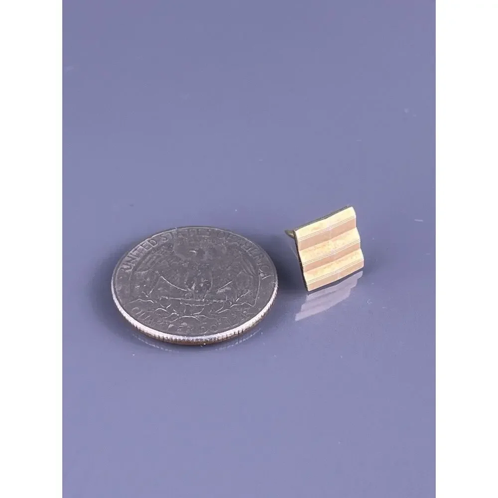 Square Striped Cut Tie Tack Pin Gold Plated Simple Stripes Polished Vintage
